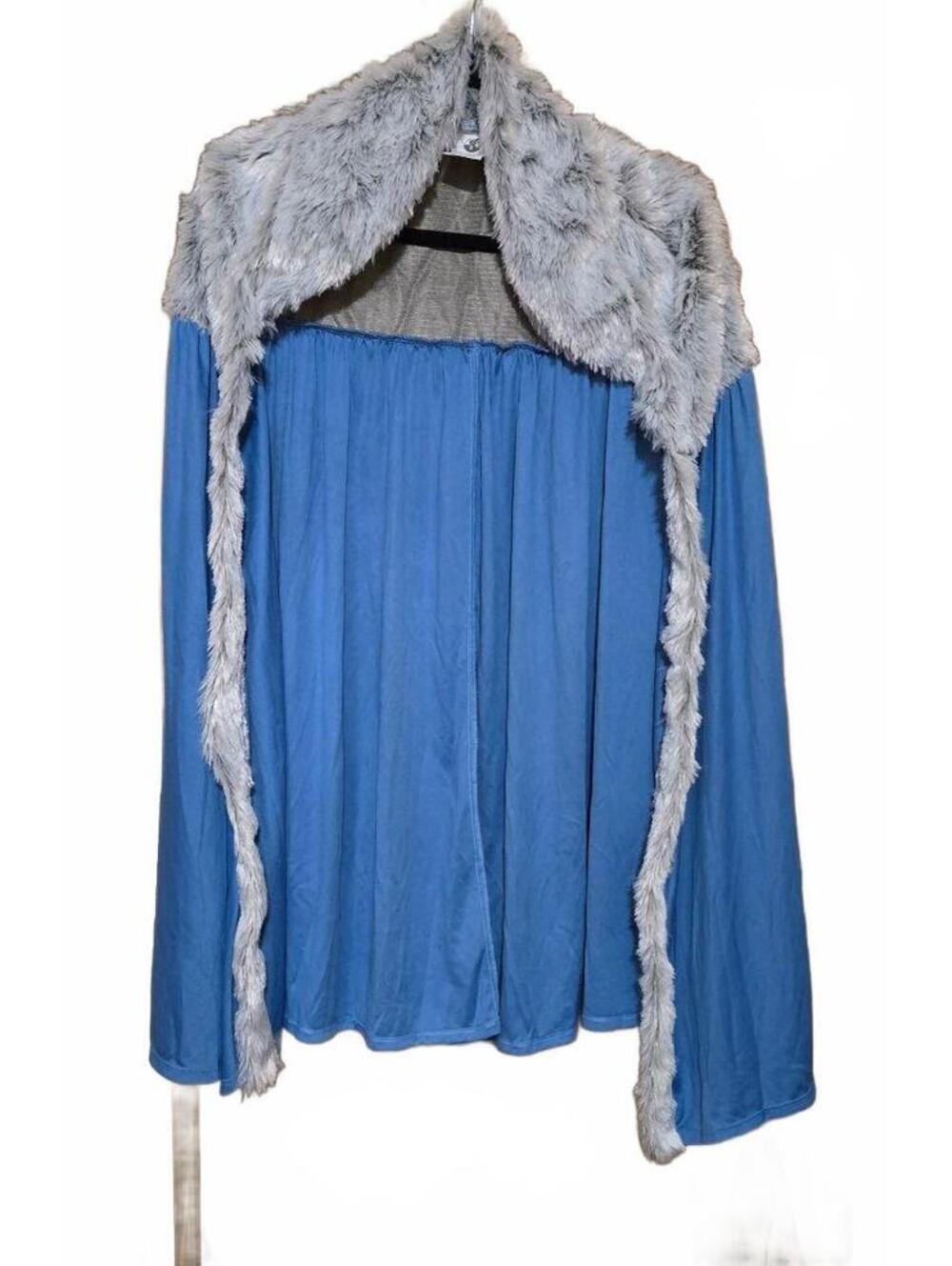 Spirit Halloween Blue Princess Costume Cape with Faux Fur Adult Large Cosplay